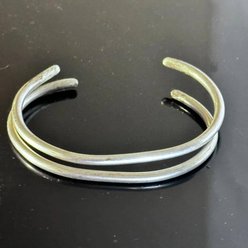 Sterling Silver 925 Cuff Bracelets Handmade Rustic Bangles - Picture 5 of 11